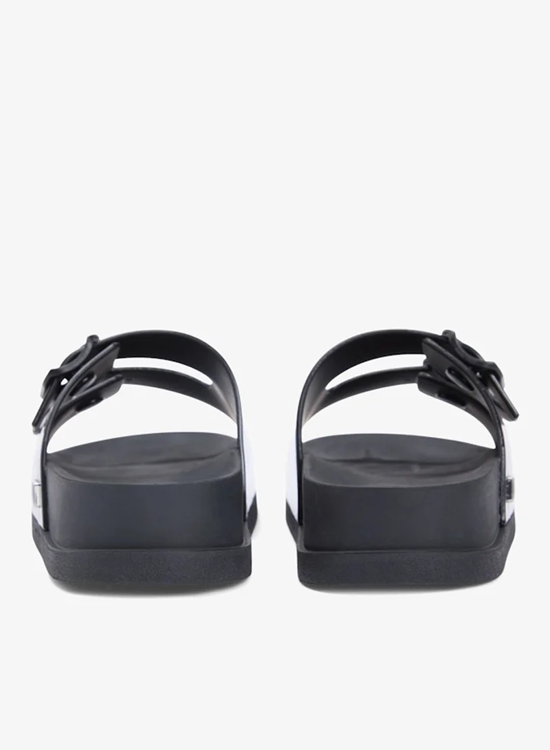 Tommy Jeans Black Double Buckle Strap Jelly Slides for Women | Best Price UAE